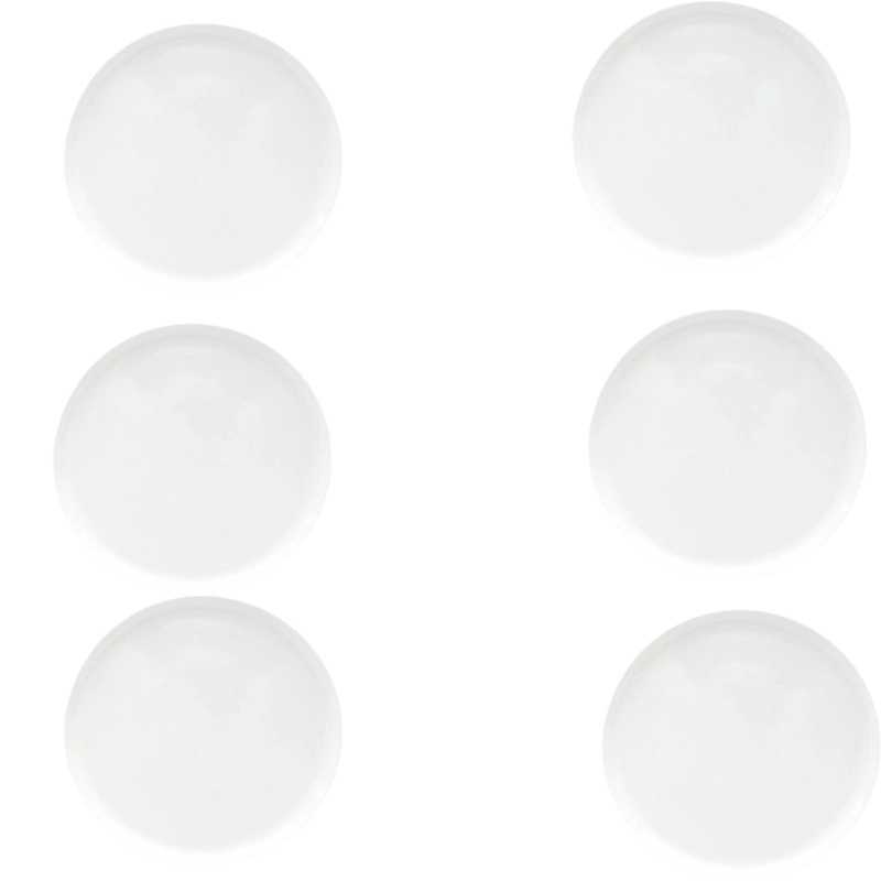 SET DE 6 PLATOS BUFFET BORDE VERTICAL PORCELANA BLANCA 23CM WELLINGTON - 1