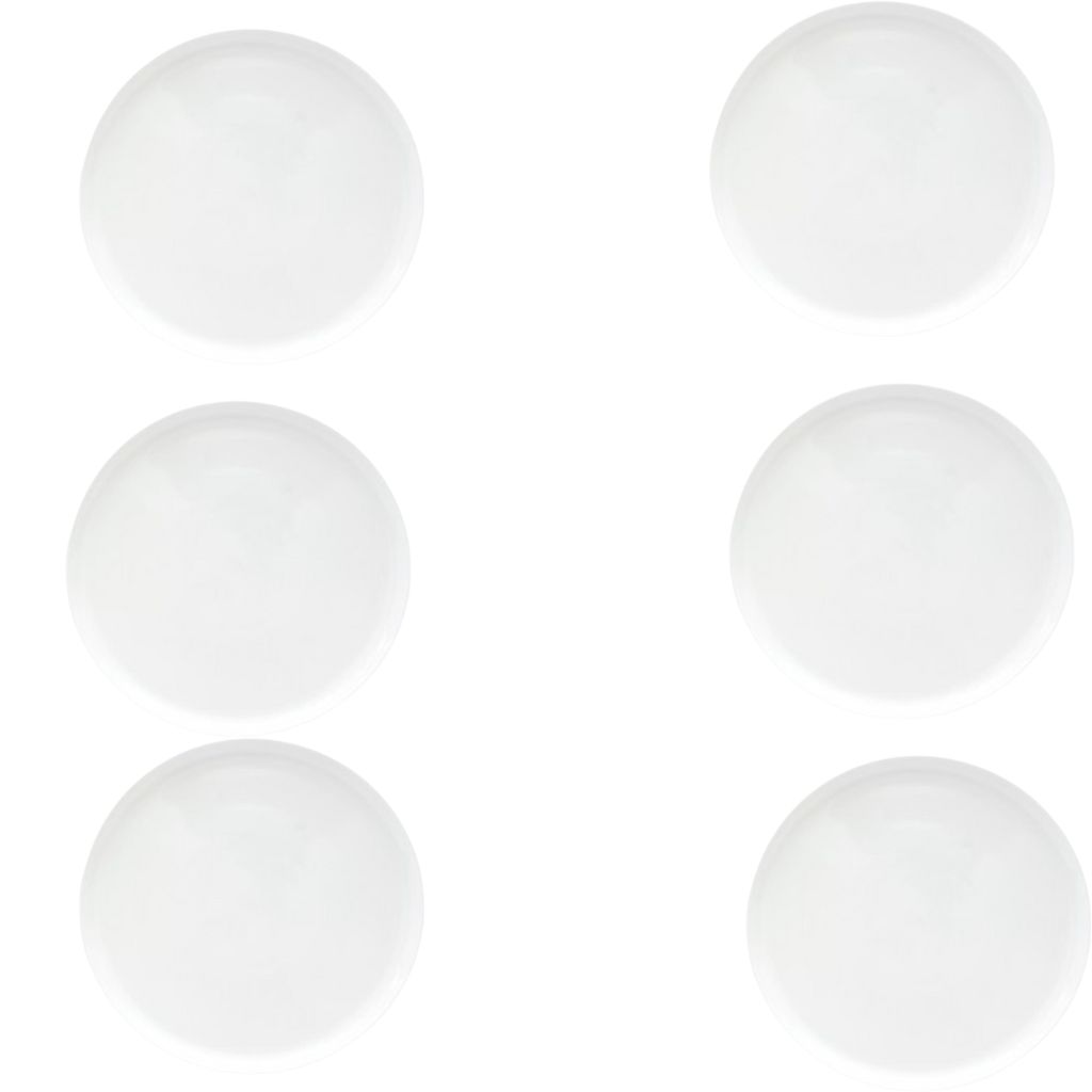 SET DE 6 PLATOS BUFFET BORDE VERTICAL PORCELANA BLANCA 23CM WELLINGTON - 1