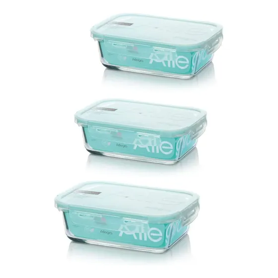 PACK DE 3 CONTENEDORES HERMETICO VIDRIO RECTANGULAR DE 1 LITRO ALLEGRA - 4