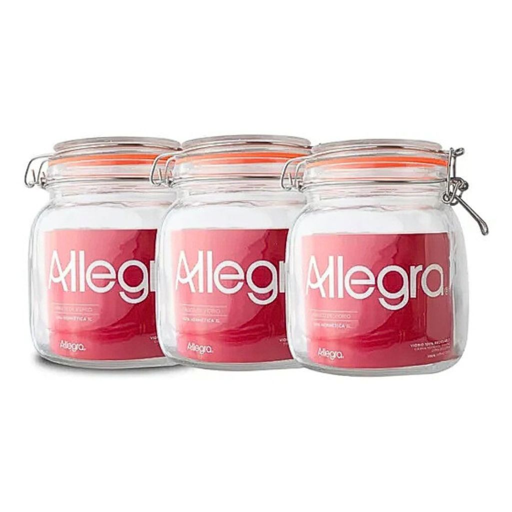 PACK DE 3 FRASCOS DE VIDRIO CON TAPA HERME TICA 1L ALLEGRA - 1