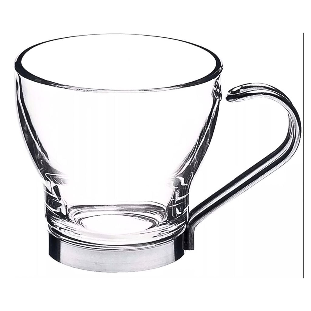 SET 4 TAZAS CAFE 200 ML VIDRIO ASA METALICA ALLEGRA - 2