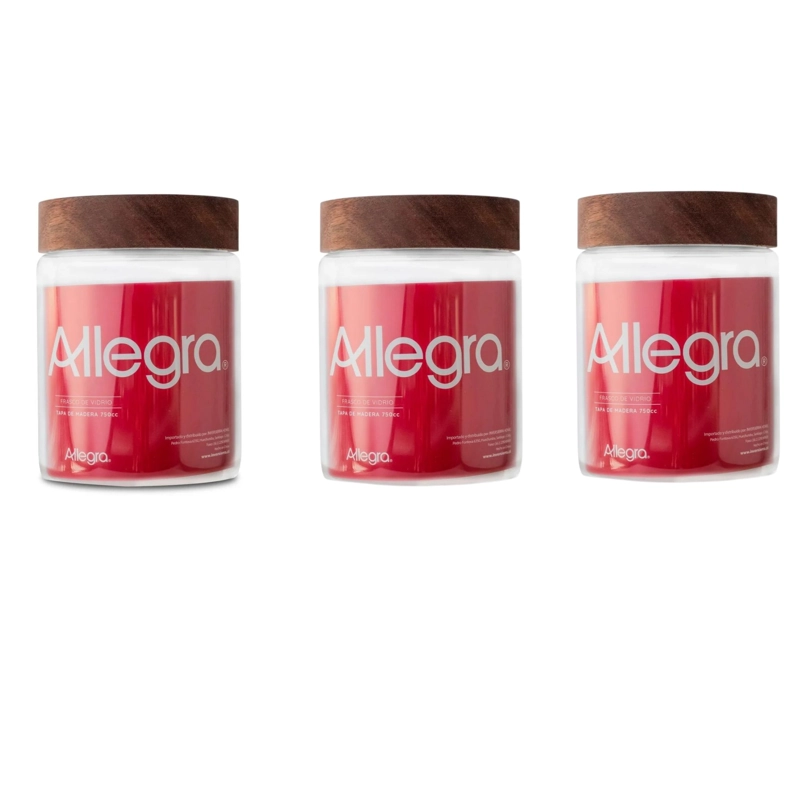 SET DE 3 FRASCOS DE VIDRIO CON TAPA DE MADERA 750 ML - 1