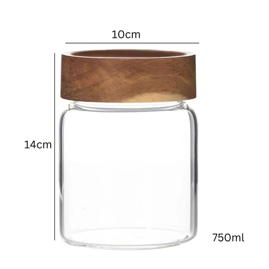 SET DE 3 FRASCOS DE VIDRIO CON TAPA DE MADERA 750 ML - 4