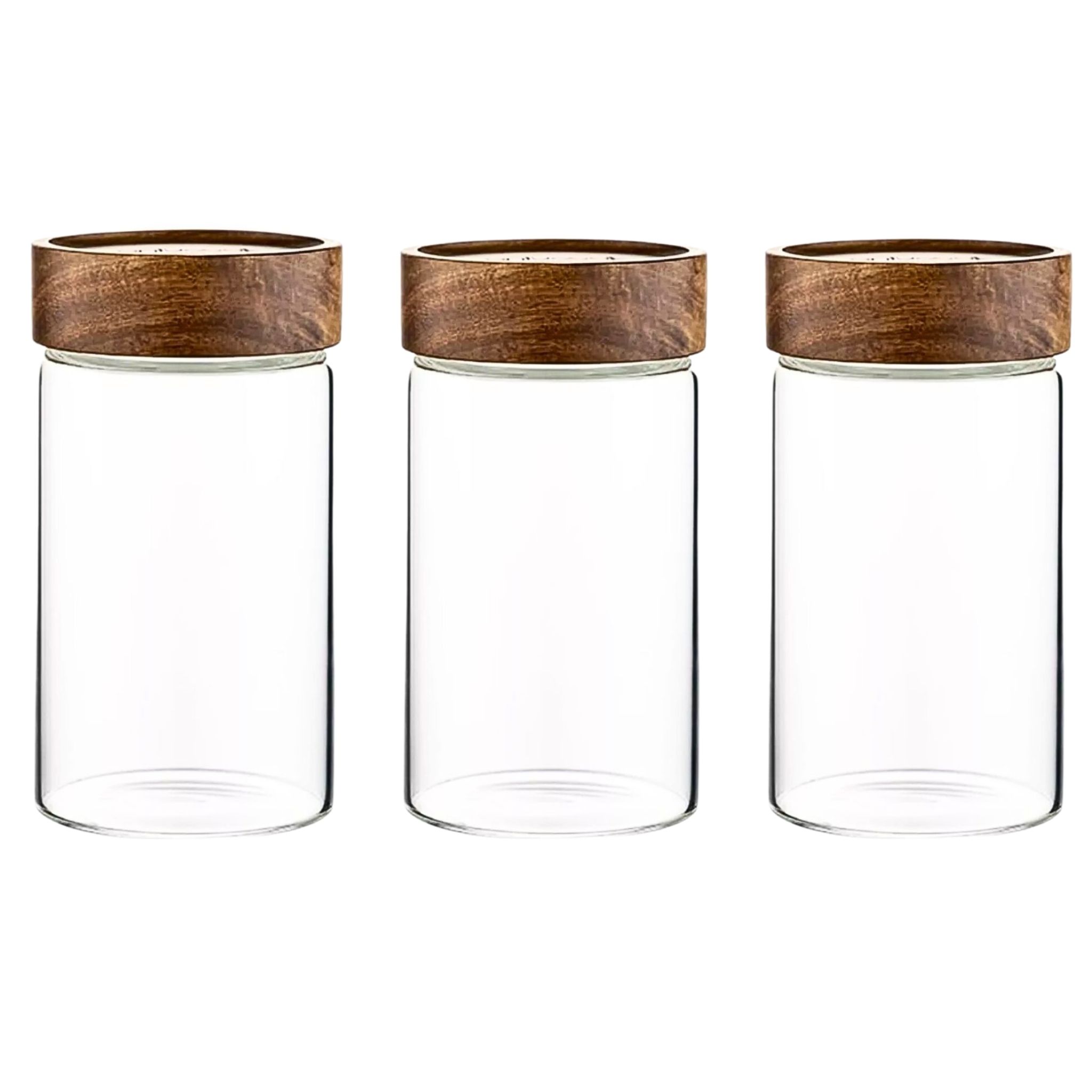 SET DE 3 FRASCOS DE VIDRIO CON TAPA DE MADERA 1000 ML - 1