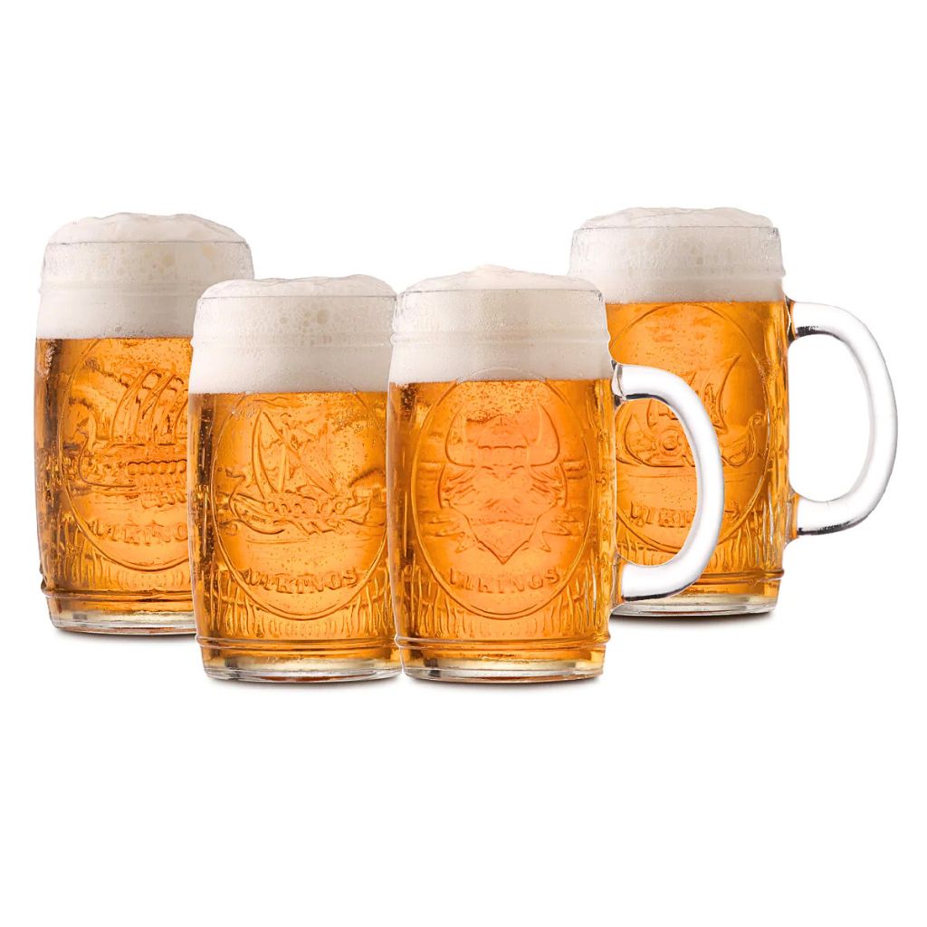 SET DE 4 VASOS CERVECEROS DE VIDRIO 480 ML VIKINGS - 1