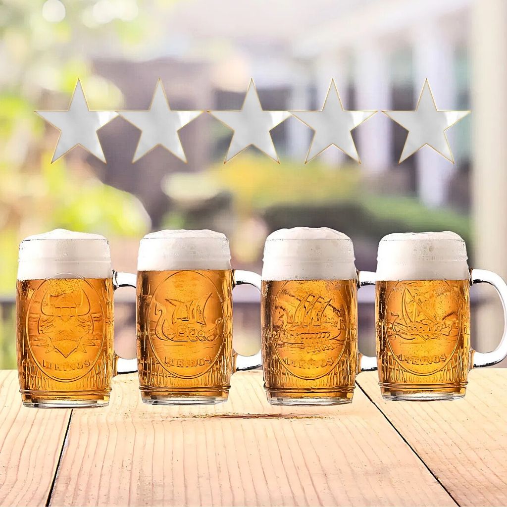SET DE 4 VASOS CERVECEROS DE VIDRIO 480 ML VIKINGS - 2