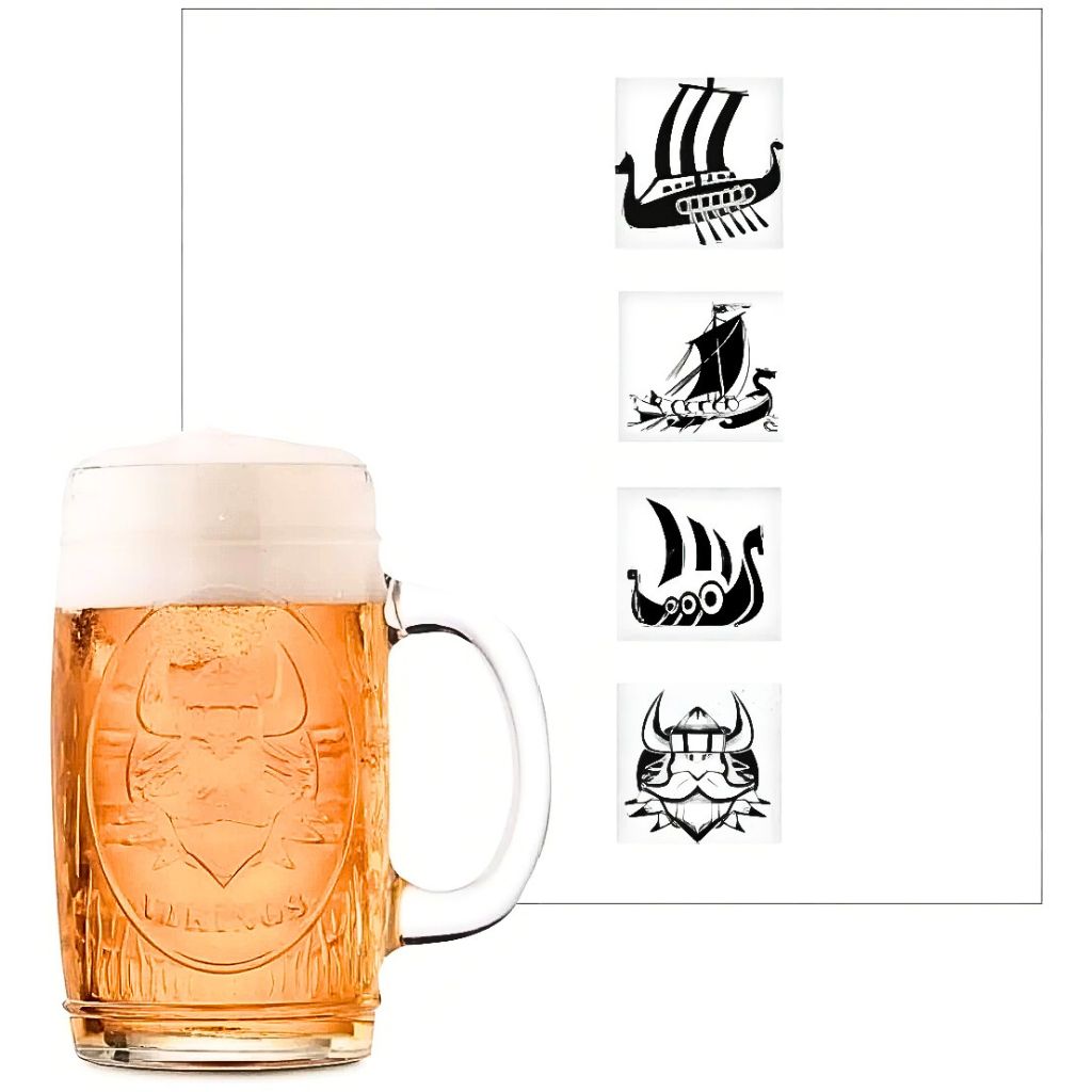 SET DE 4 VASOS CERVECEROS DE VIDRIO 480 ML VIKINGS - 3
