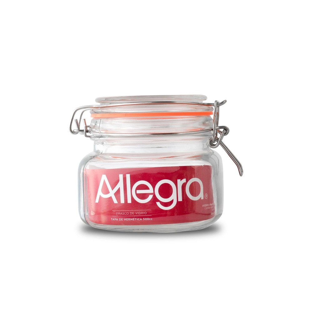 PACK DE 3 FRASCOS DE VIDRIO CON TAPA HERMETICA 500ML ALLEGRA - 2