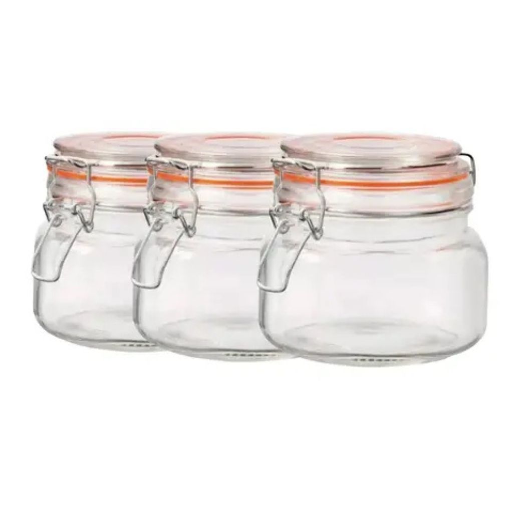 PACK DE 3 FRASCOS DE VIDRIO CON TAPA HERMETICA 500ML ALLEGRA - 3