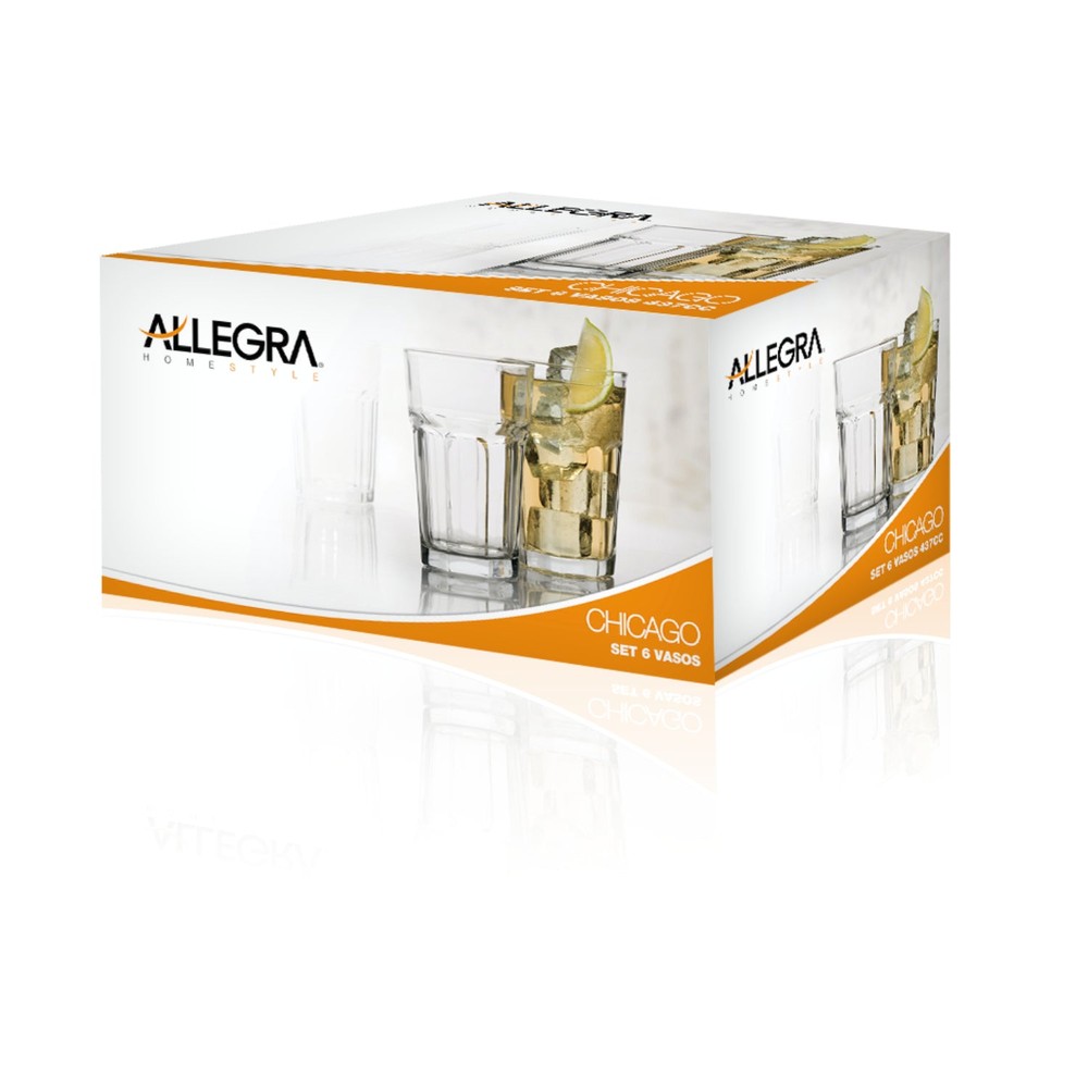 SET DE 6 VASOS ALTOS DE VIDRIO 437ML CHICAGO ALLEGRA - 3
