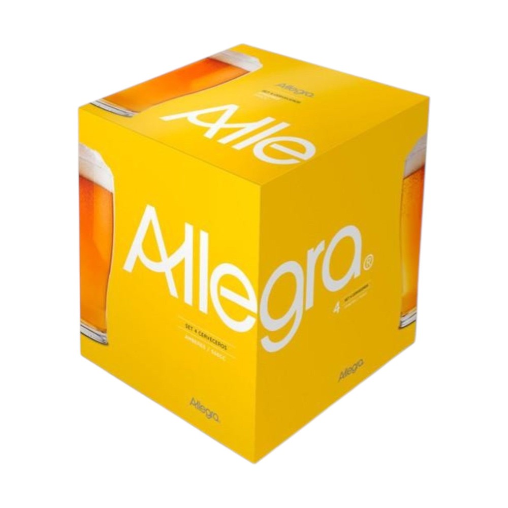 SET DE 4 VASOS CERVECEROS DE VIDRIO 560ML AMBERES ALLEGRA - 4