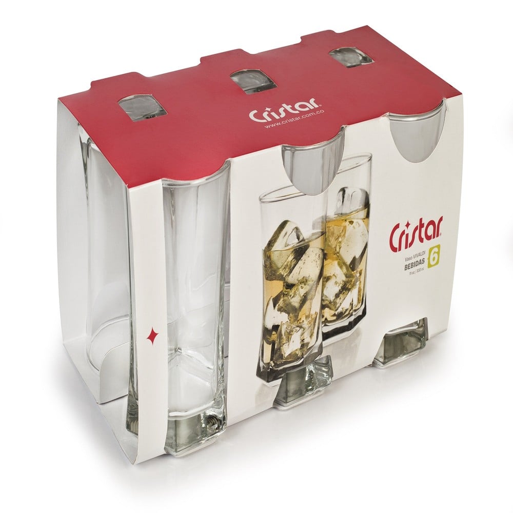 SET DE 6 VASOS ALTOS 332 CC VIVALDI VIDRIO - 3
