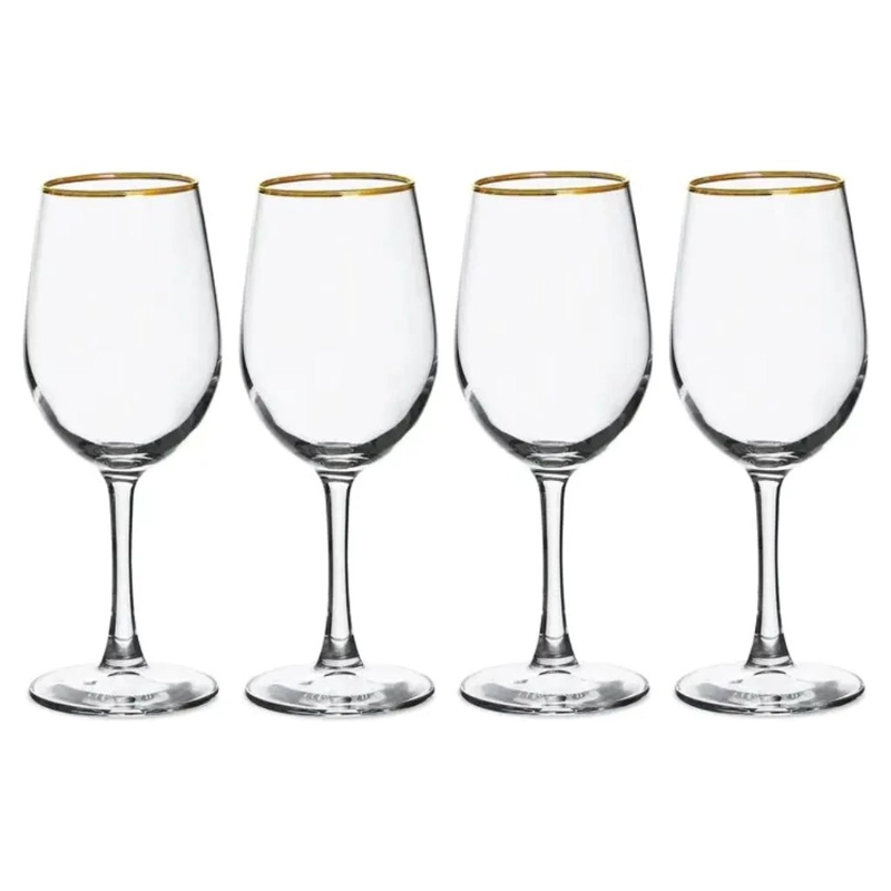 SET 4 COPAS VINO 320CC BORDE DORADO - 1