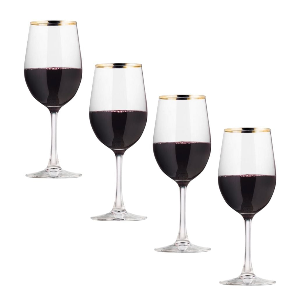 SET 4 COPAS VINO 320CC BORDE DORADO - 3