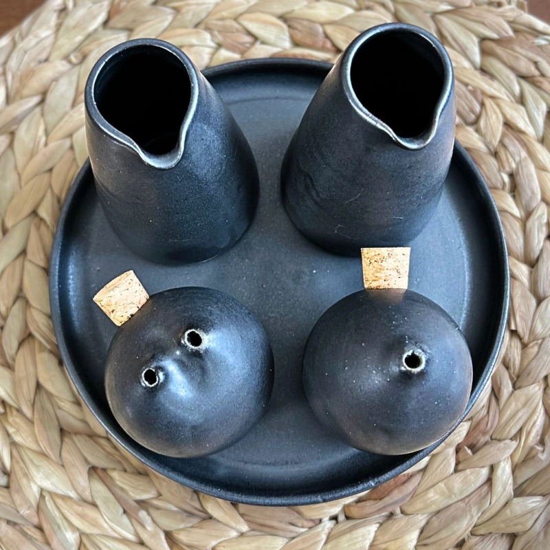 ALCUZA 5 PIEZAS CERAMICA GRES NEGRA - 4
