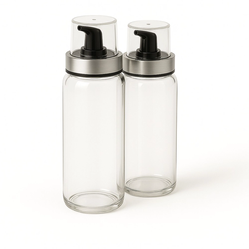 SET ALCUZA VIDRIO 2 BOTELLAS ACEITE Y VINAGRE 250ML ALLEGRA - 1