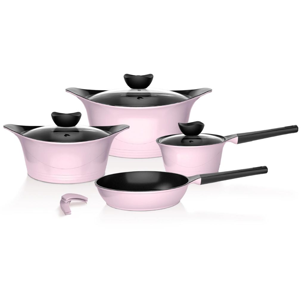 BATERIA COCINA ALUMINIO FUNDIDO 7 PIEZAS FORTIS PINK - 1