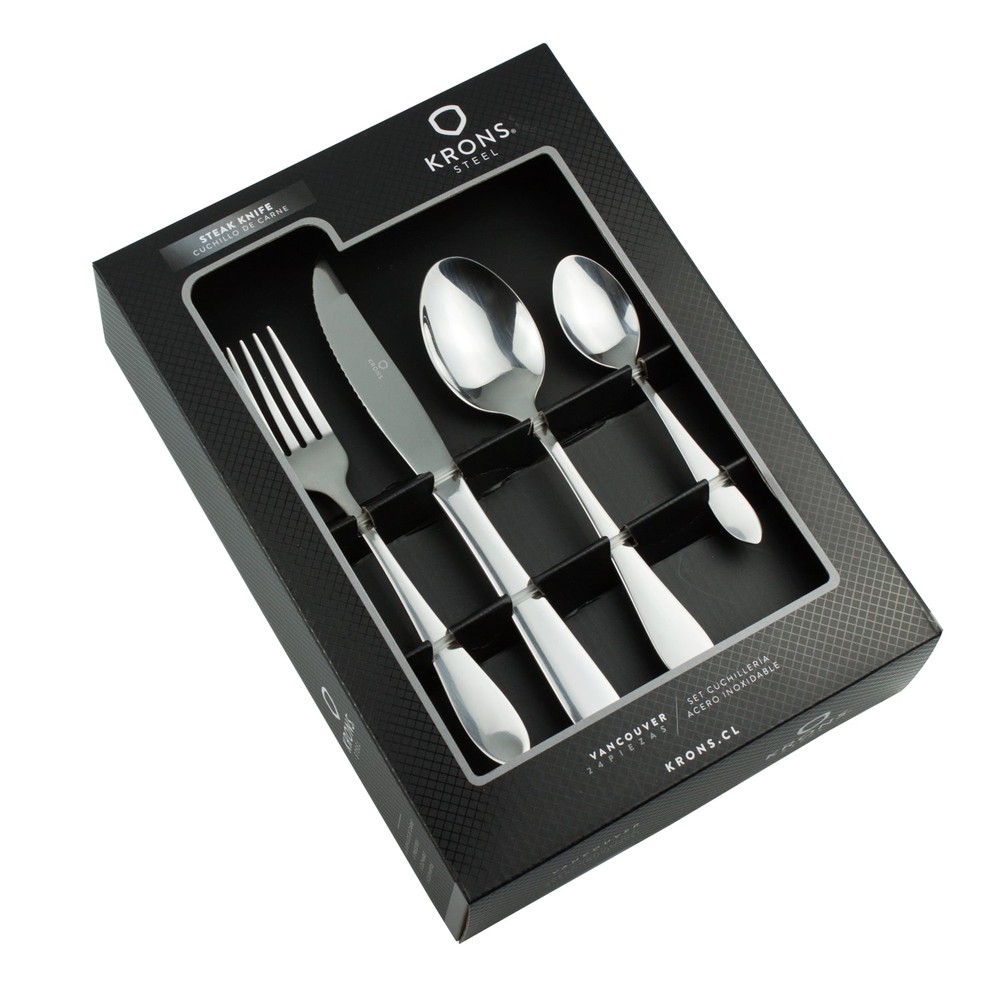 SET CUBIERTOS ACERO INOXIDABLE CARNES 24PZS VANCOUVER KRONS - 1