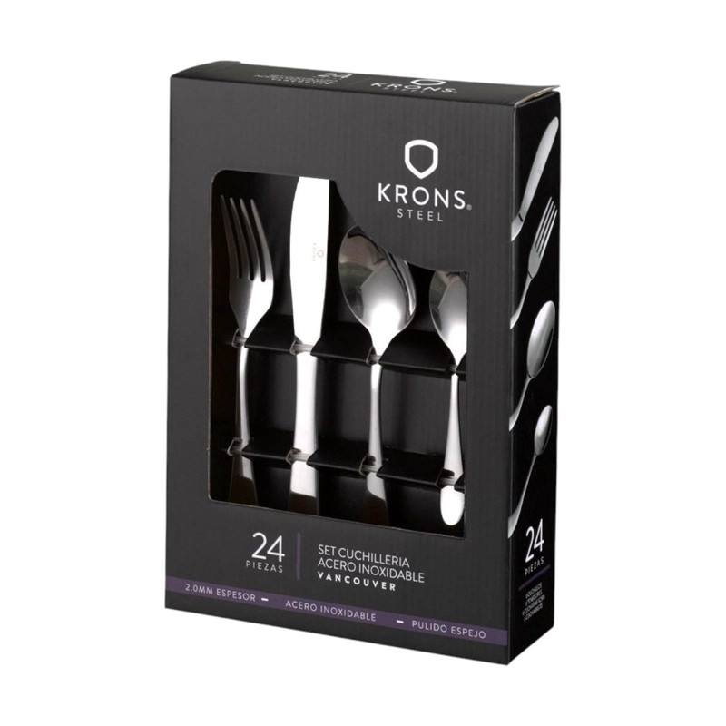 SET CUBIERTOS ACERO INOXIDABLE CARNES 24PZS VANCOUVER KRONS - 3