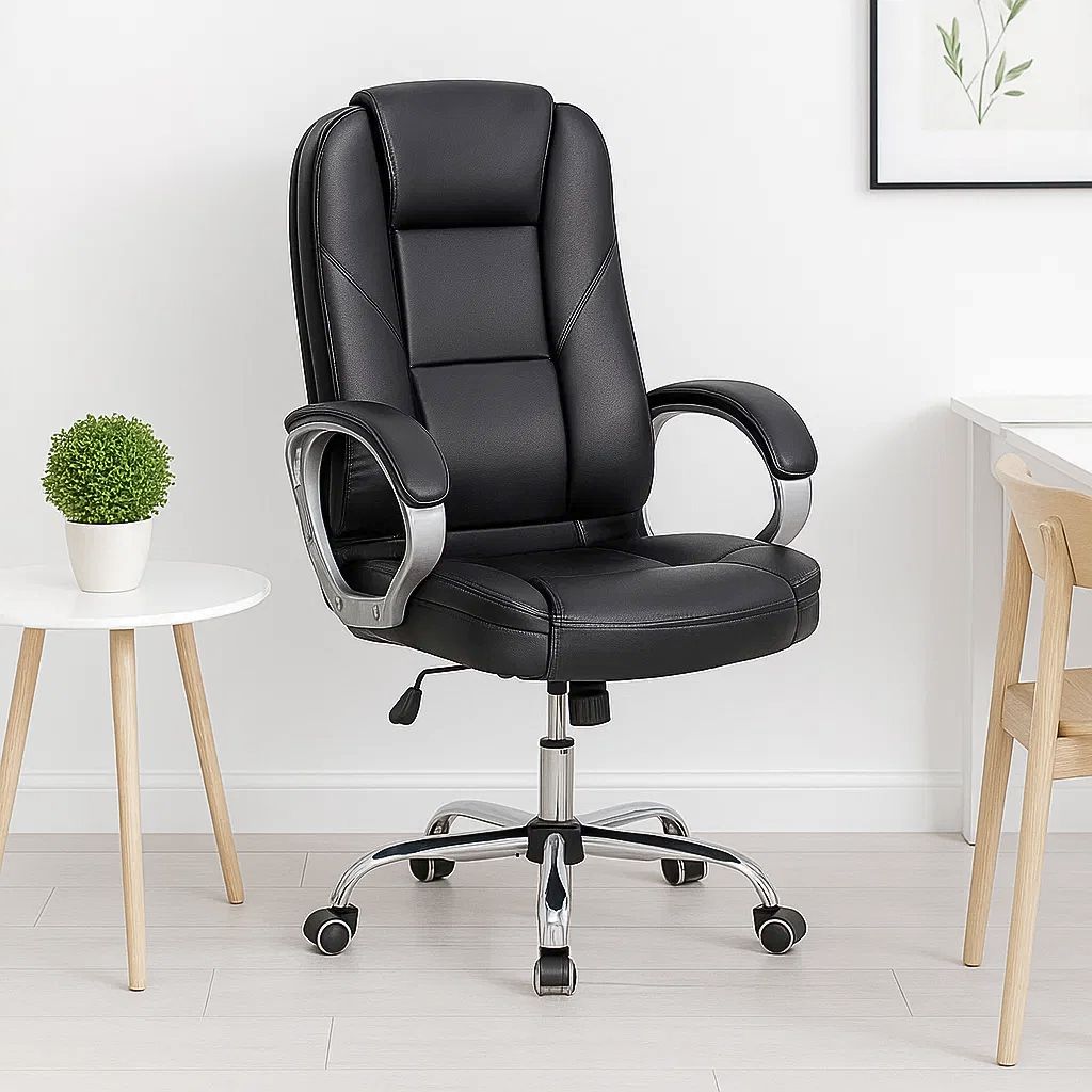 SILLA DE OFICINA EJECUTIVA MAGNUS CUERO SINTETICO NEGRO - 1