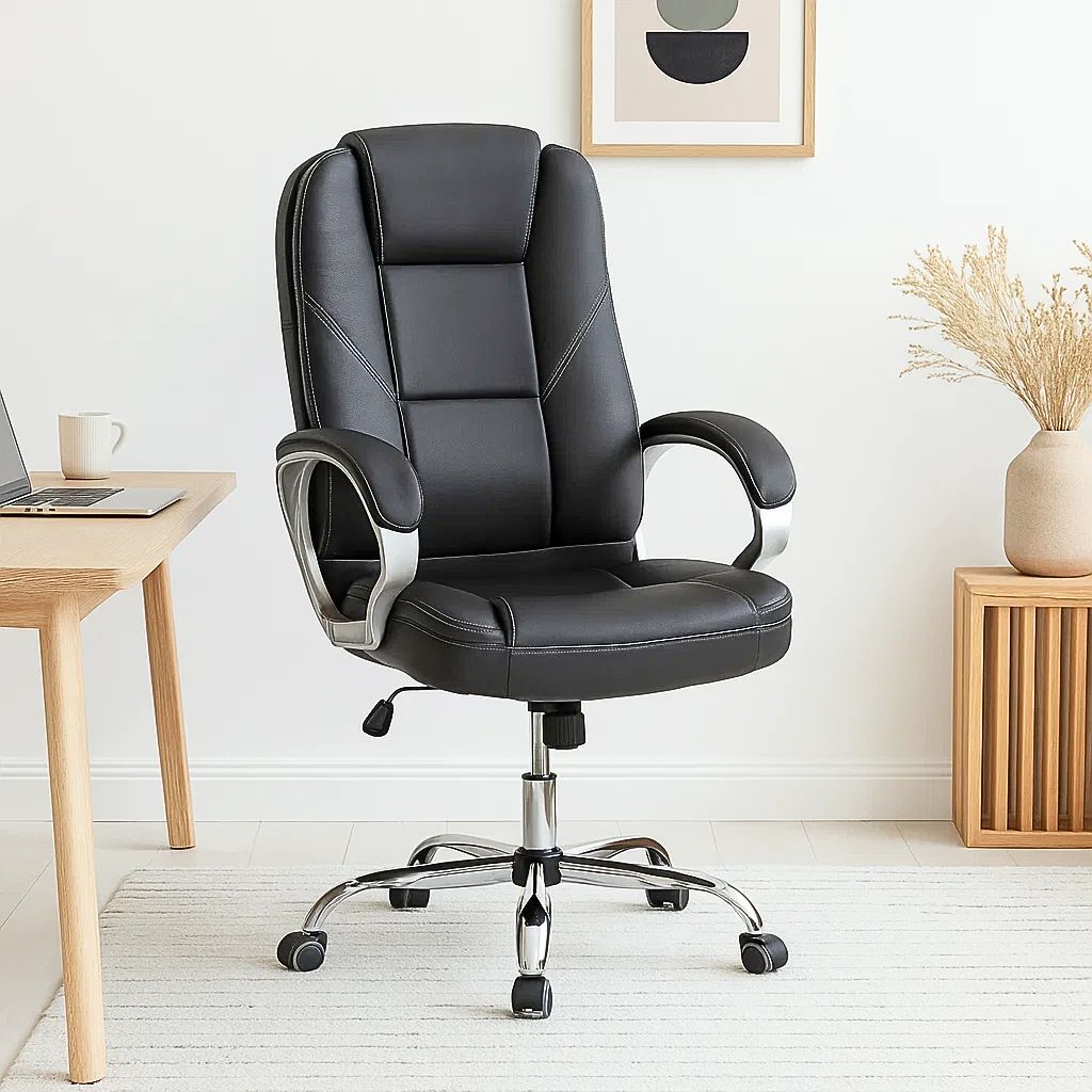 SILLA DE OFICINA EJECUTIVA MAGNUS CUERO SINTETICO NEGRO - 5