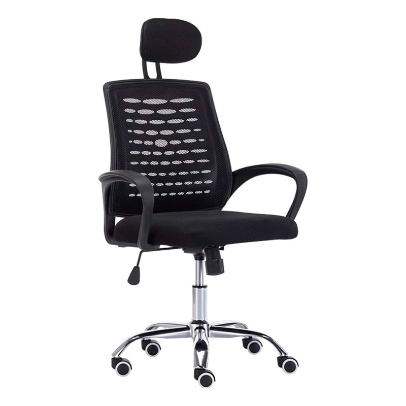 SILLA OFICINA SIMPLY MESH NEGRA CON APOYABRAZOS Y CABEZA - 4