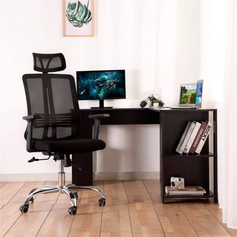 SILLA DE OFICINA MESH NEGRA EJECUTIVA CON APOYABRAZOS Y CABEZA - 3