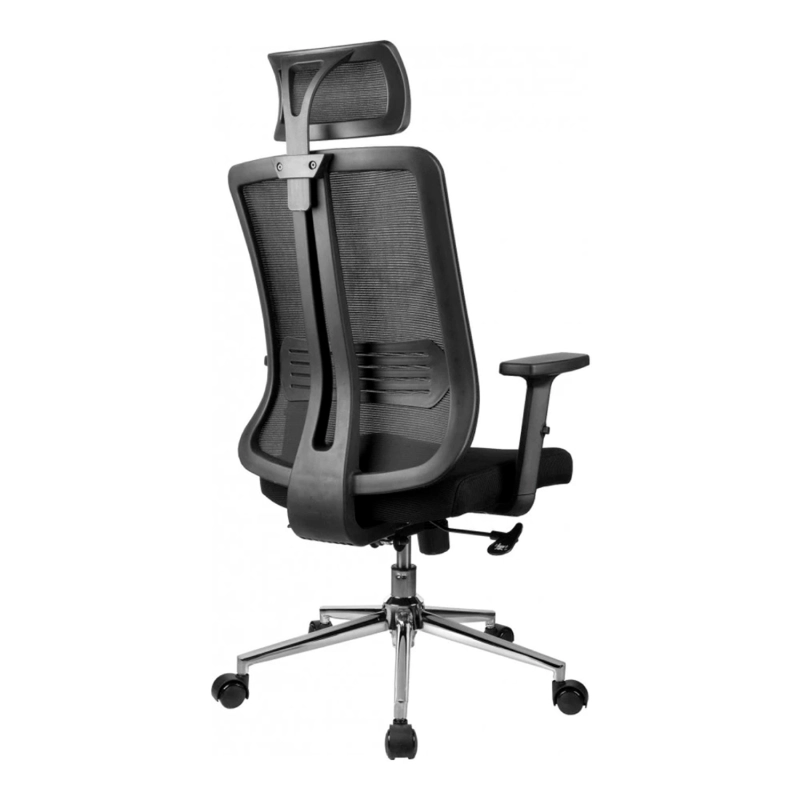 SILLA DE OFICINA MESH NEGRA EJECUTIVA CON APOYABRAZOS Y CABEZA - 10