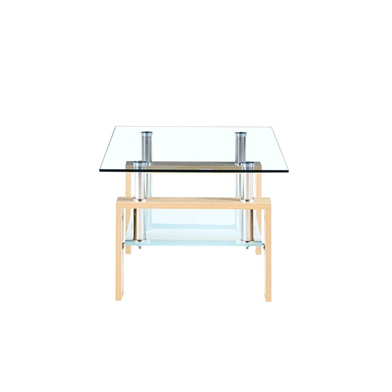 MESA DE CENTRO PARA LIVING RECTANGULAR DE VIDRIO Y MADERA - 2
