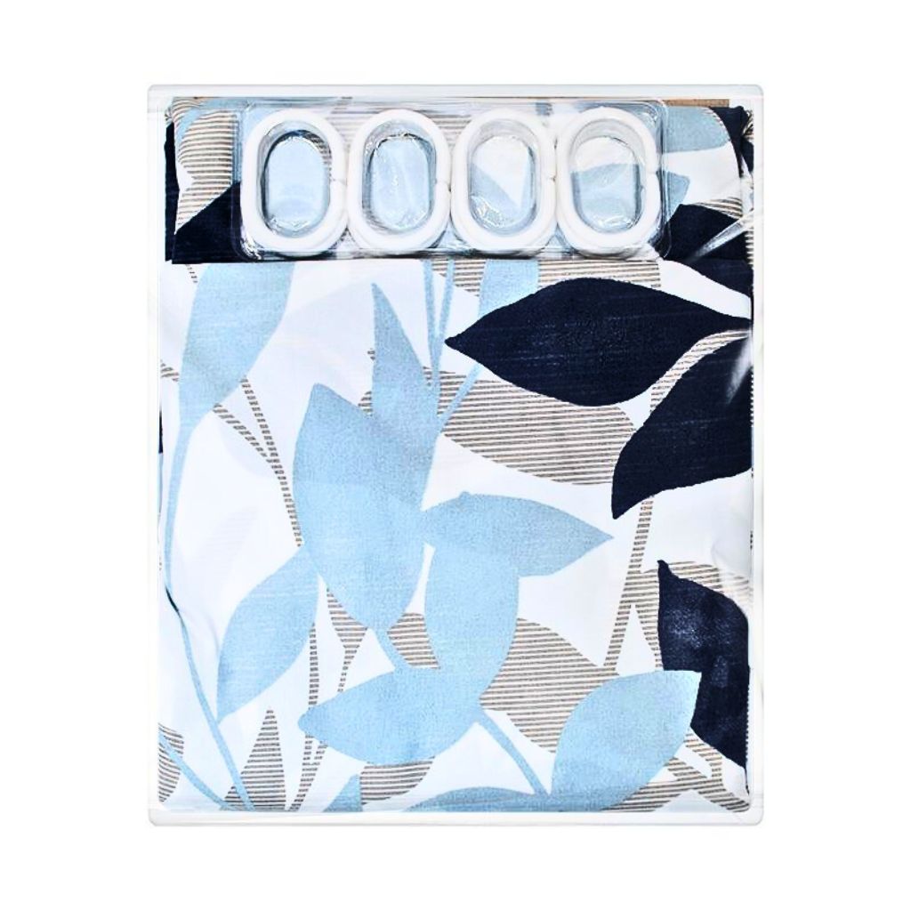 SET DE 3 TOALLAS BORDADAS ALGODON 550 GSM FLORAL  (1 X TAMAÑO)  Y CORTINA DE BAÑO AZZURRO - 3