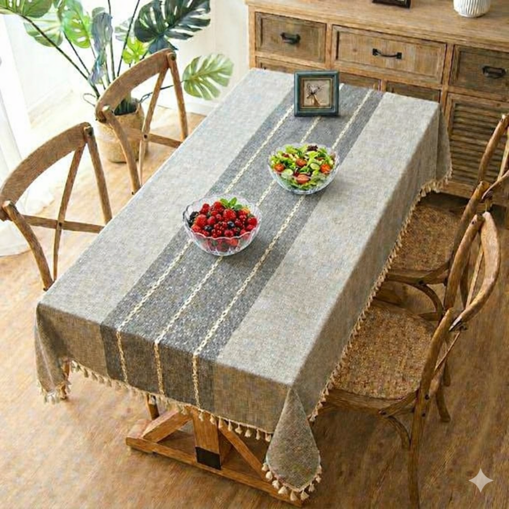 SET MANTEL LINO 140 CM X 200 CM CON 2 BOWLS VIDRIO TEMPLADO 2 LITROS - 1