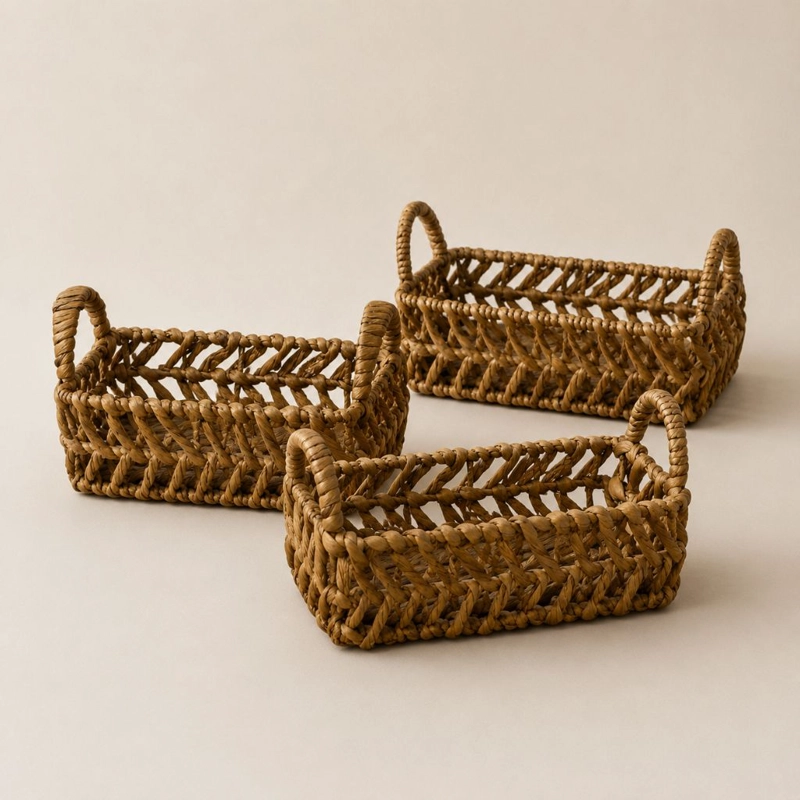 SET DE 3 CESTAS ORGANIZADORAS DALIA S DE JACINTO DE AGUA 25 CM X 15 CM X 9 CM - 1