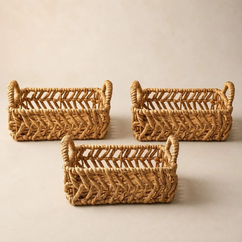 SET DE 3 CESTAS ORGANIZADORAS DALIA L DE JACINTO DE AGUA 35 CM X 25 CM X 13 CM - 1