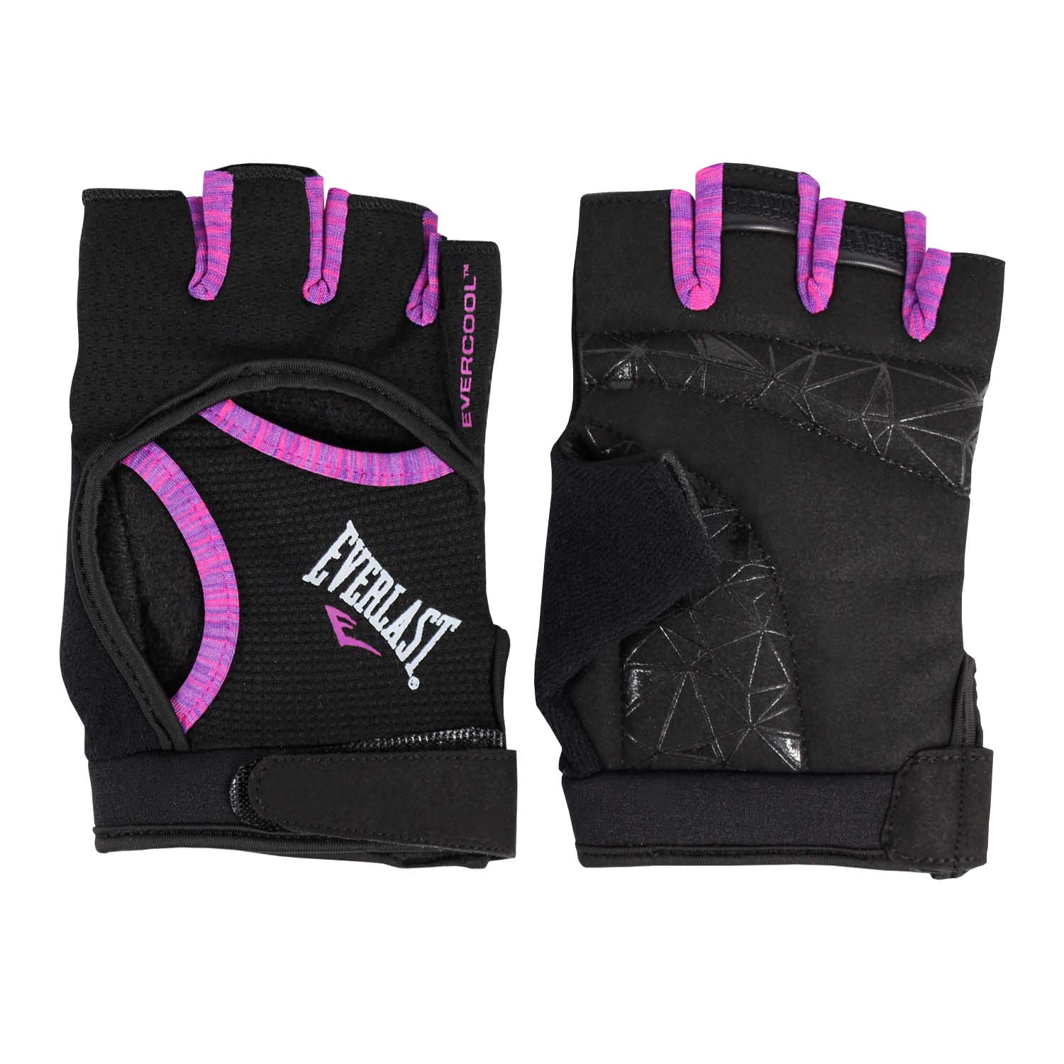 GUANTES EVERLAST FITNESS VENTO NEGRO ROSADO MUJER - 1