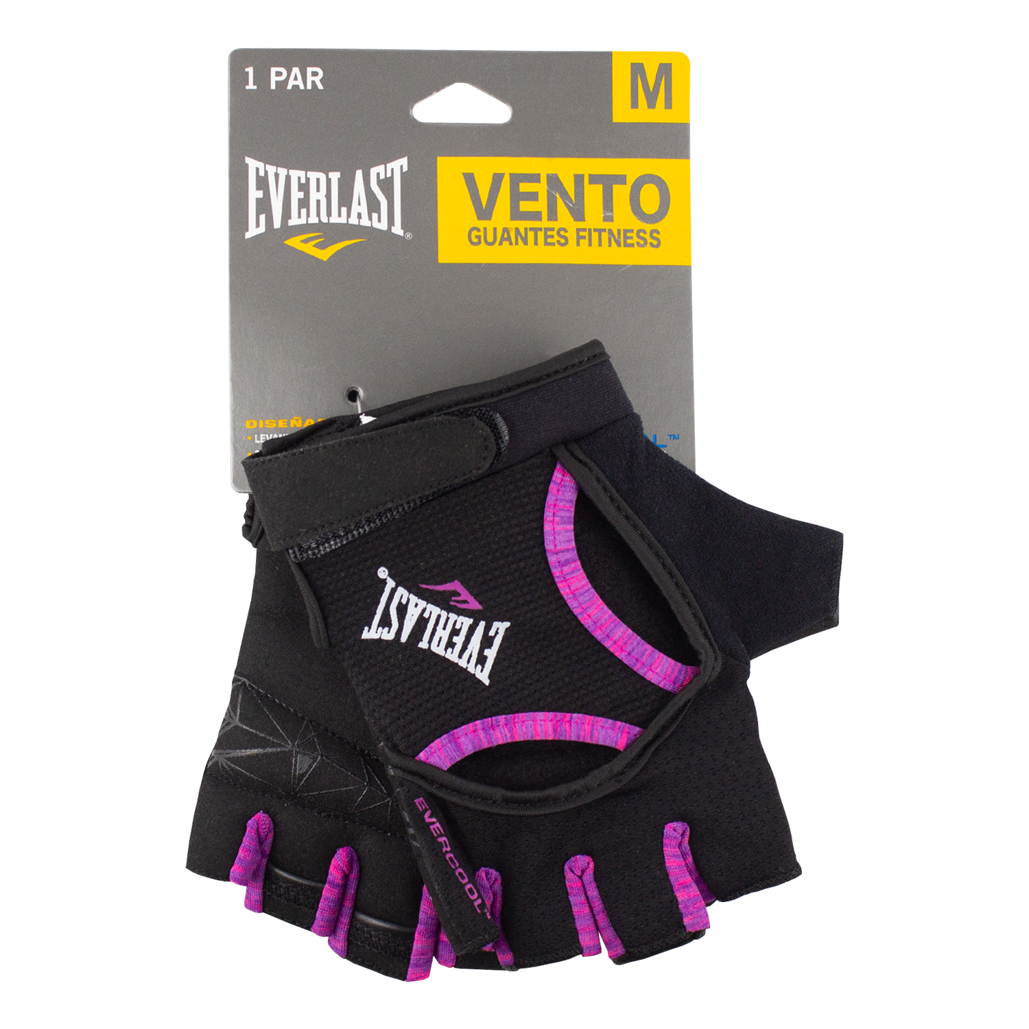 GUANTES EVERLAST FITNESS VENTO NEGRO ROSADO MUJER - 5