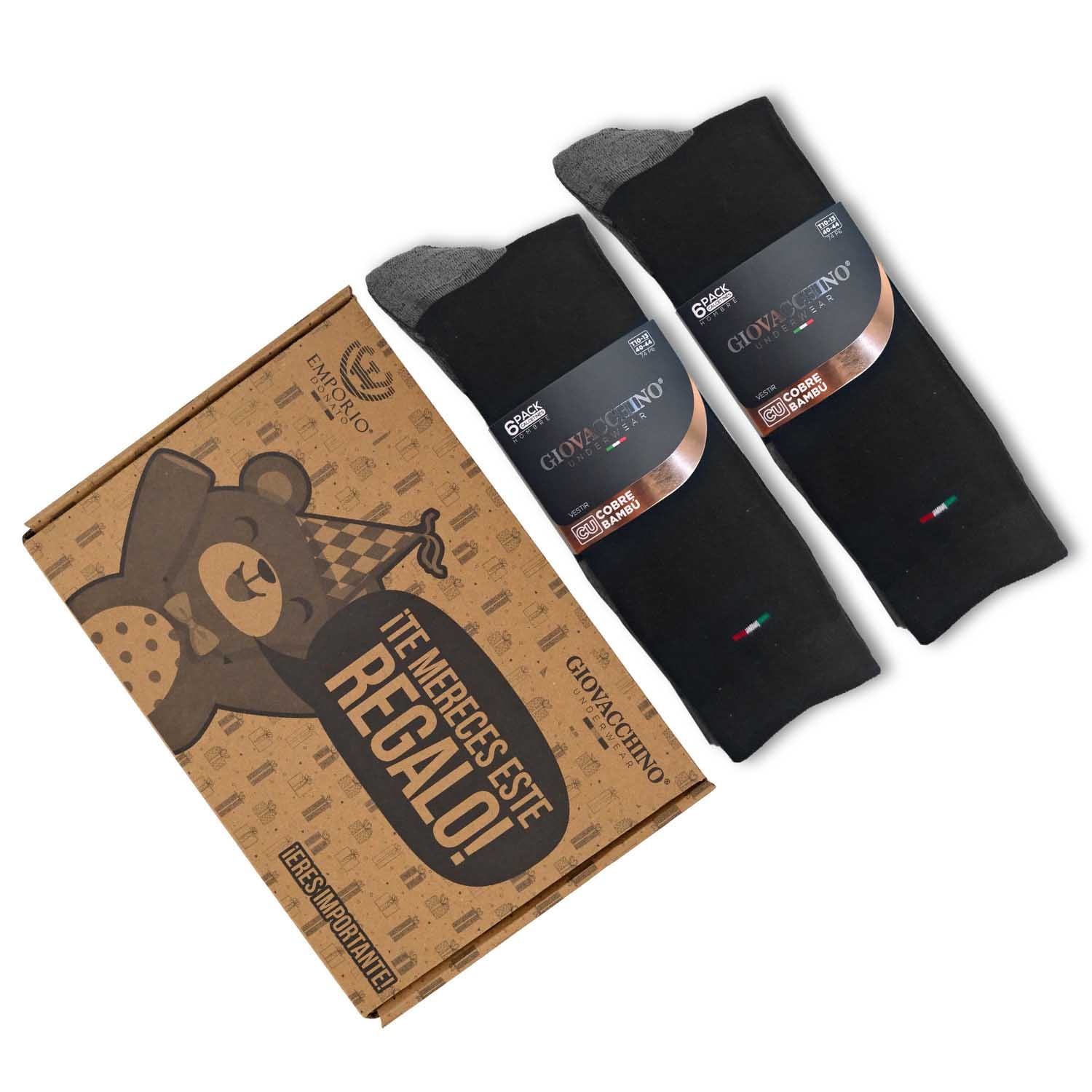 PACK DE 12 CALCETINES VESTIR BAMBÚ COBRE HOMBRE - 5