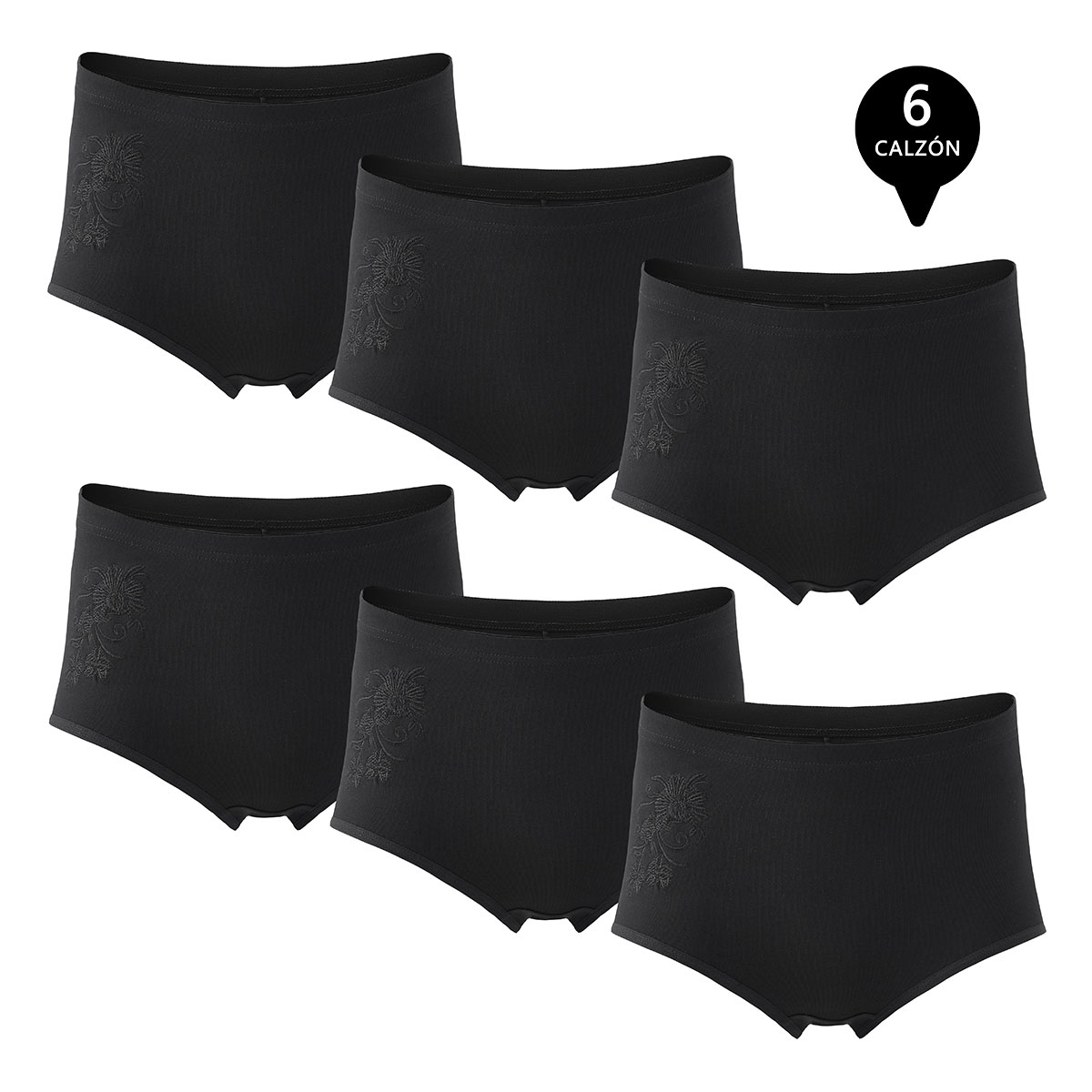 PACK DE 6 CALZONES TIRO ALTO ALGODÓN MUJER - 1