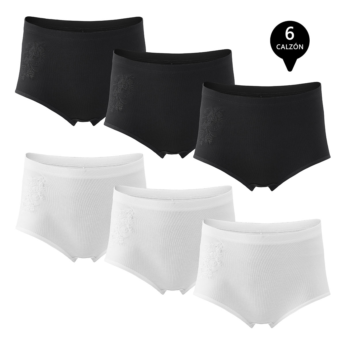 PACK DE 6 CALZONES TIRO ALTO ALGODÓN MUJER - 1