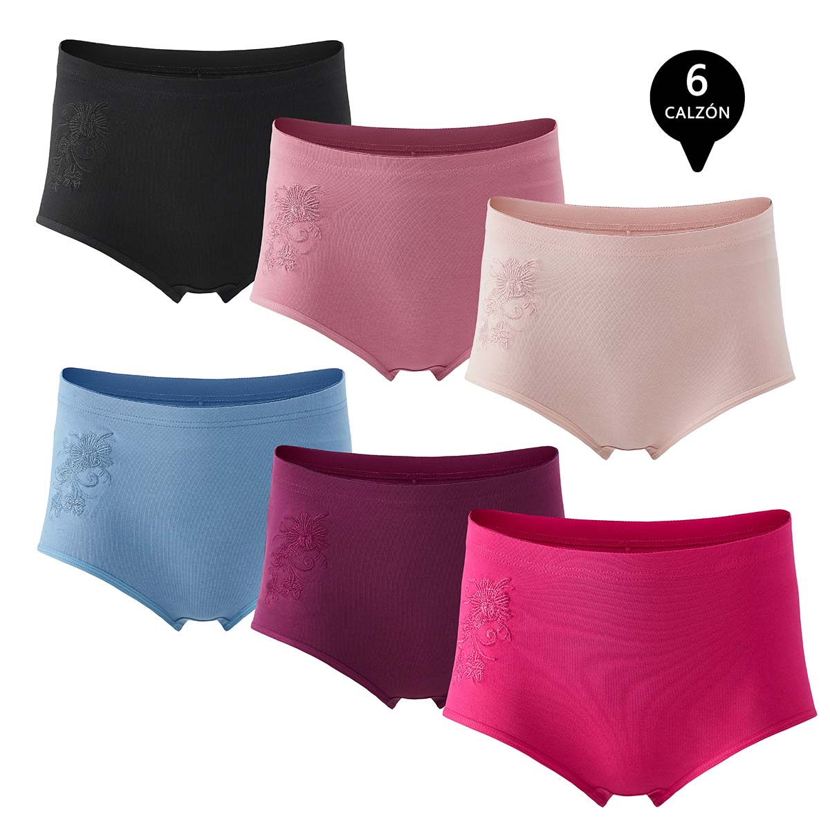 PACK DE 6 CALZONES TIRO ALTO ALGODÓN MUJER - 1