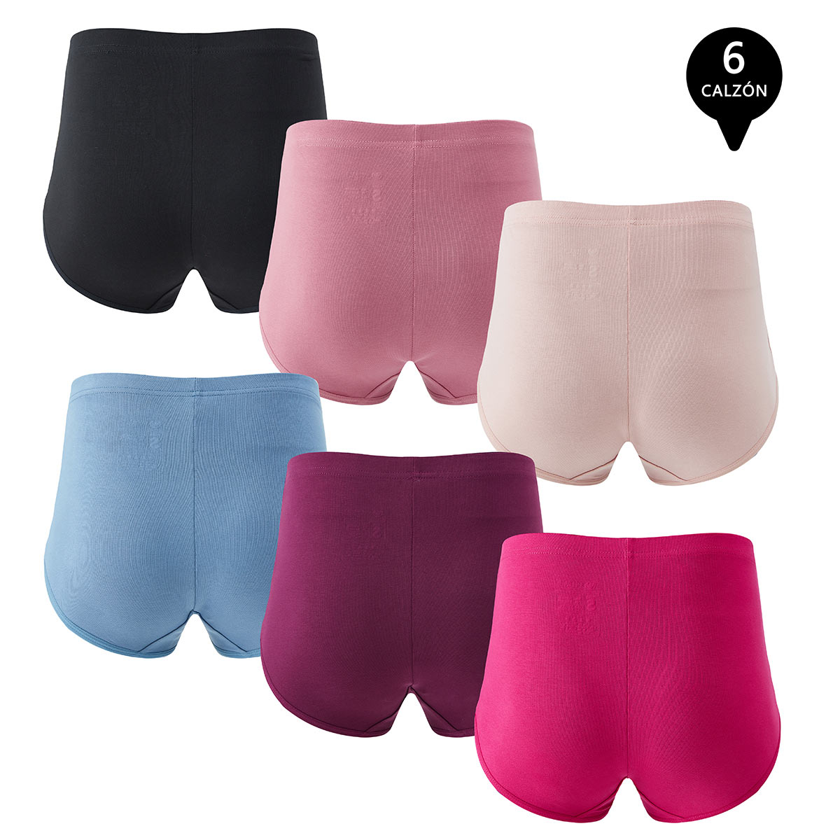 PACK DE 6 CALZONES TIRO ALTO ALGODÓN MUJER - 2