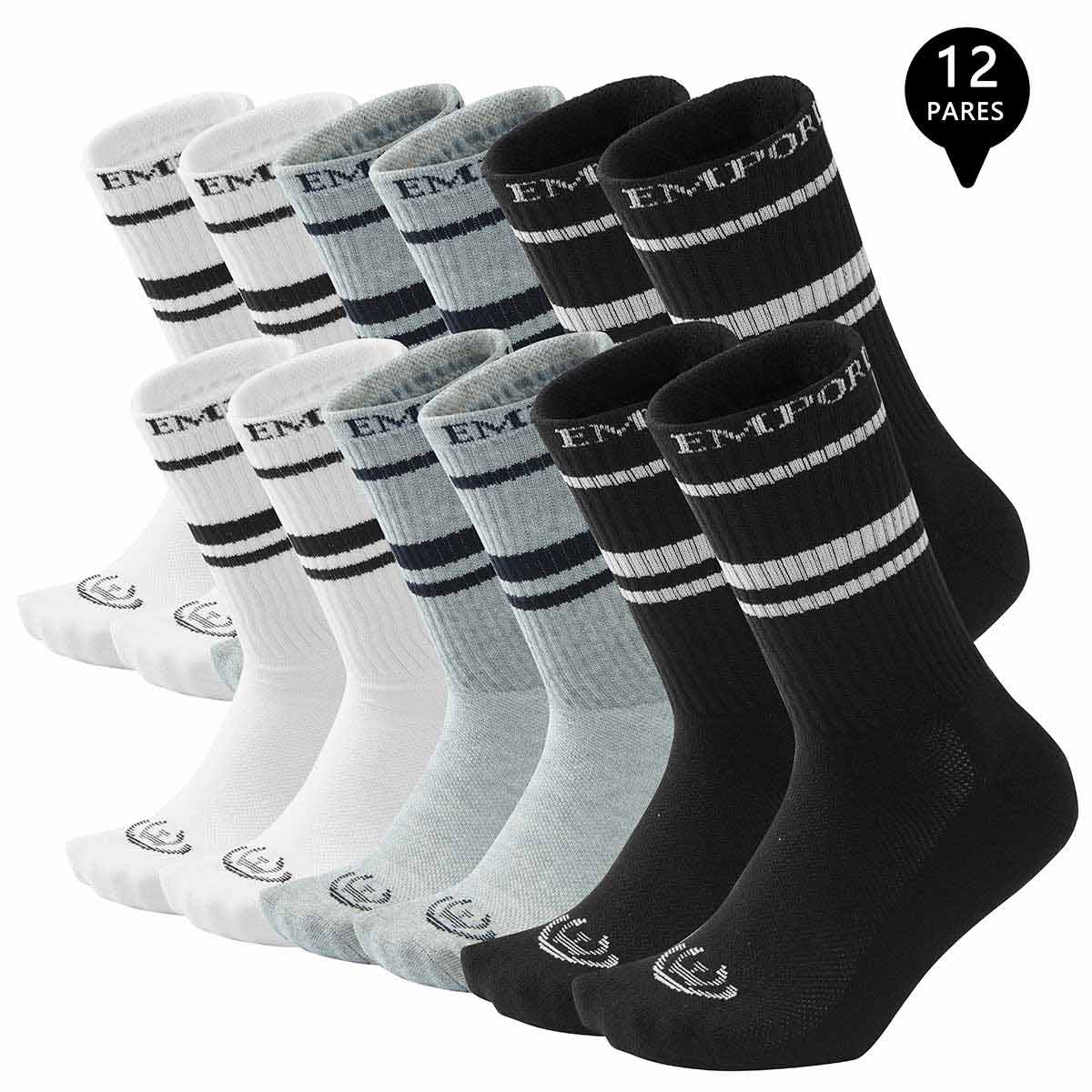 PACK DE 12 CALCETINES LARGOS DEPORTIVOS HOMBRE - 1