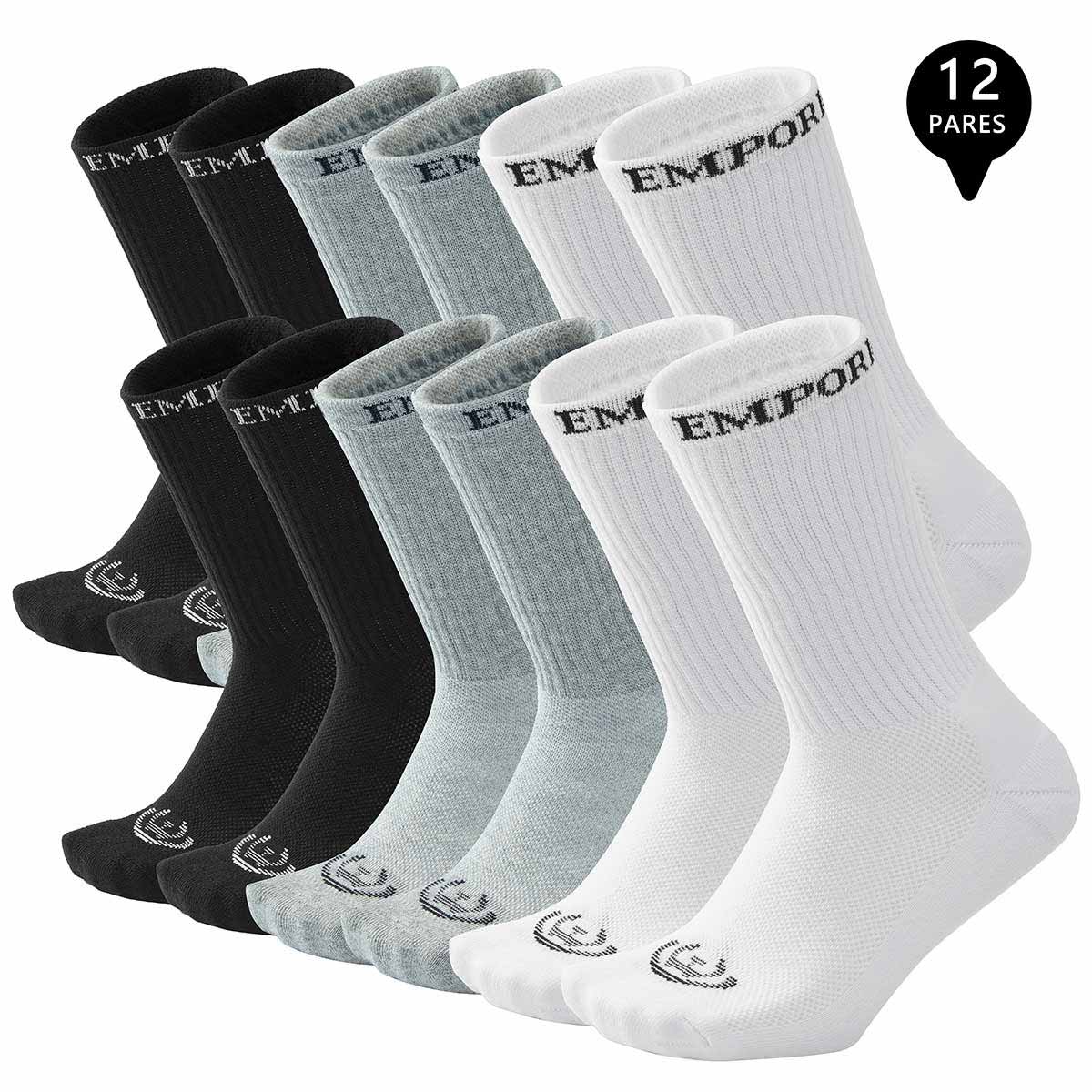 PACK DE 12 CALCETINES LARGOS DEPORTIVOS HOMBRE - 1