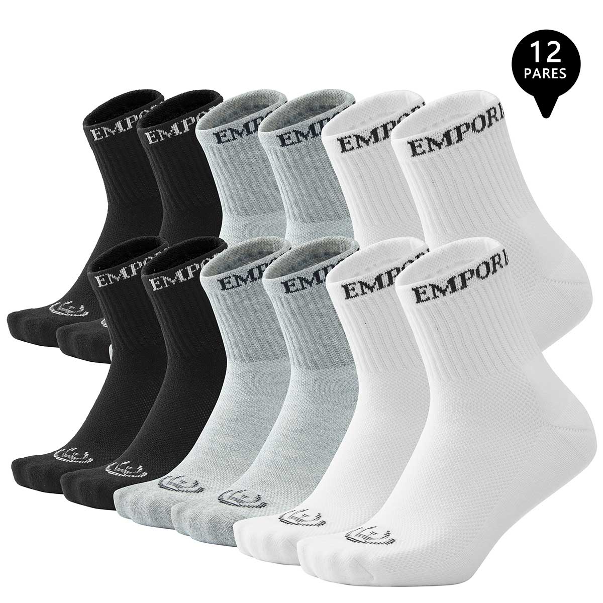 PACK DE 12 CALCETINES CORTOS DEPORTIVOS HOMBRE - 1