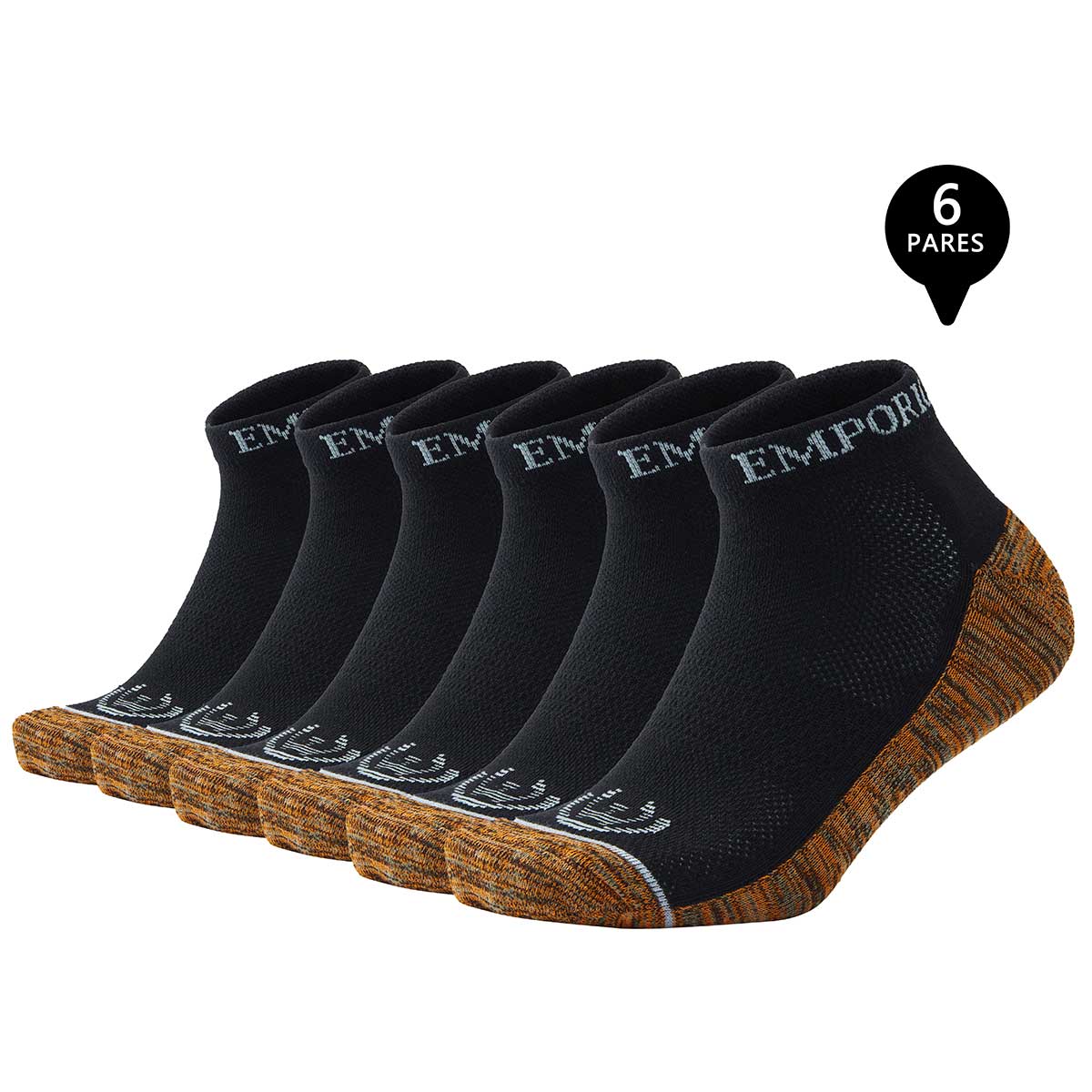 PACK DE 6 CALCETINES TOBILLEROS DEPORTIVOS COBRE HOMBRE - 1
