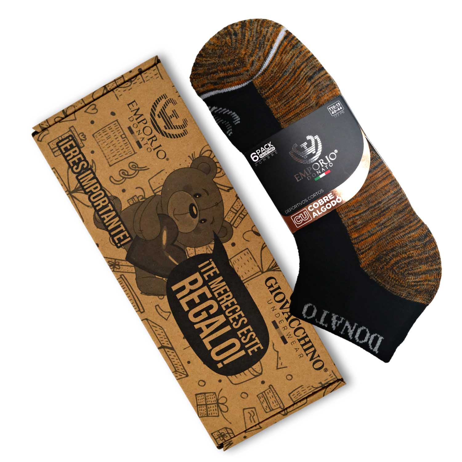 PACK DE 6 CALCETINES TOBILLEROS DEPORTIVOS COBRE HOMBRE - 5