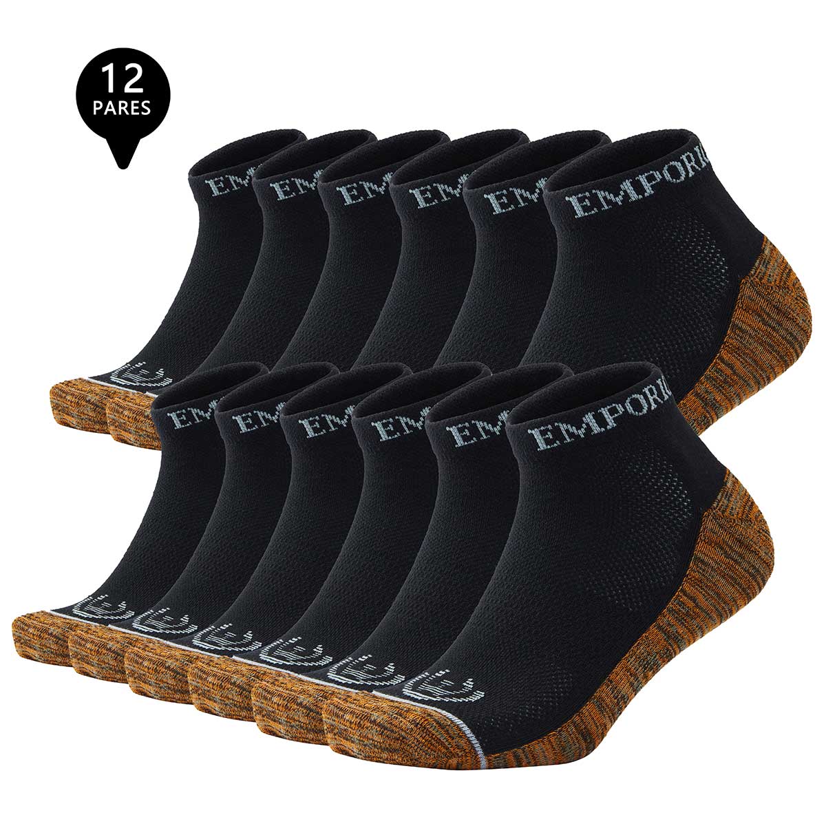 PACK DE 12 CALCETINES TOBILLEROS DEPORTIVOS COBRE HOMBRE - 1