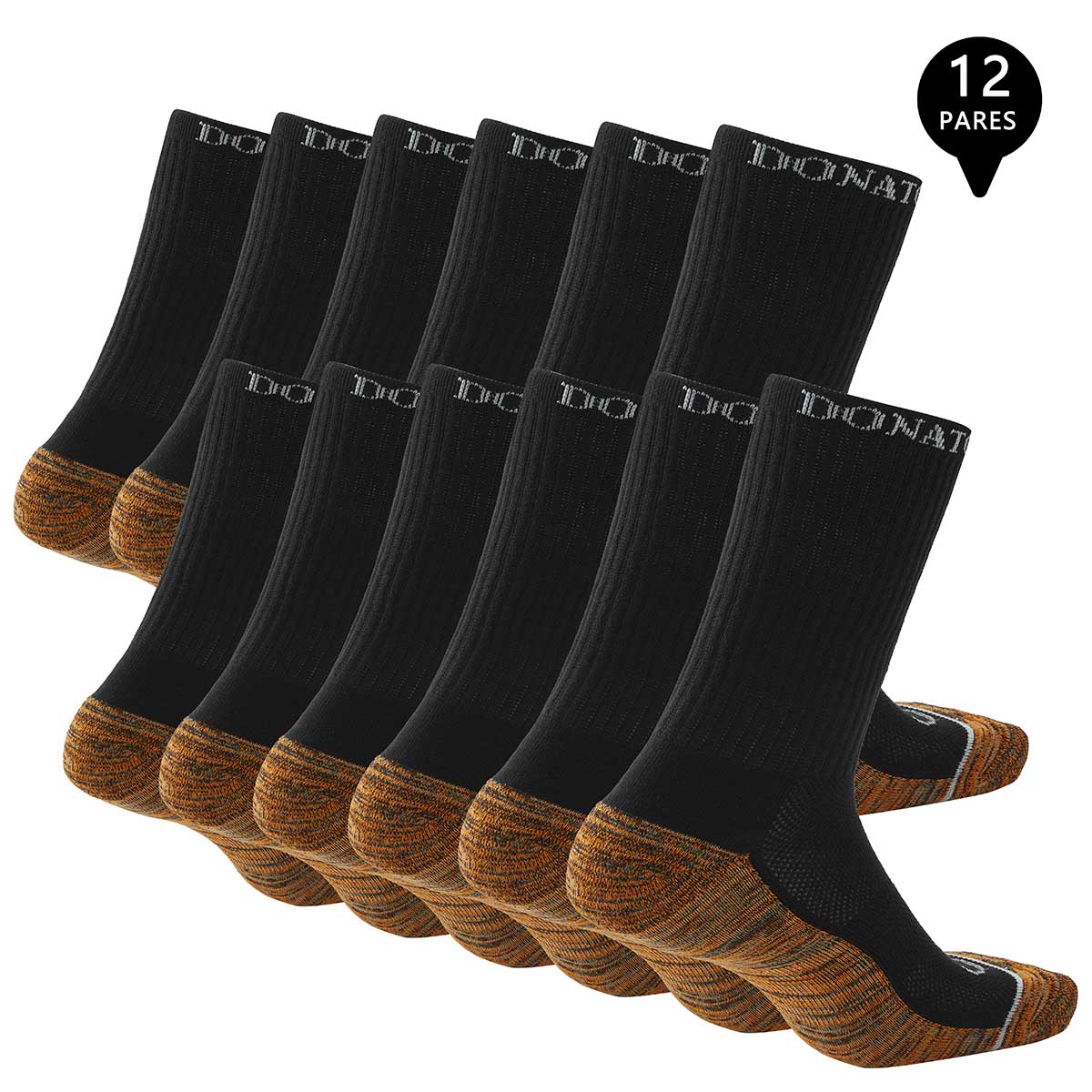 PACK DE 12 CALCETINES LARGOS DEPORTIVOS COBRE HOMBRE - 2