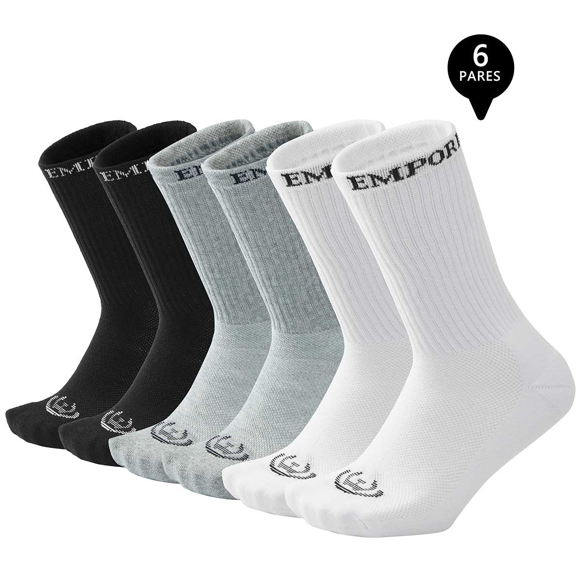 PACK DE 6 CALCETINES LARGOS DEPORTIVOS MUJER - 1
