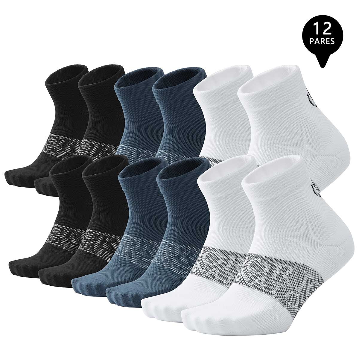 PACK DE 12 CALCETINES CORTOS DEPORTIVOS HOMBRE PREMIUM - 1