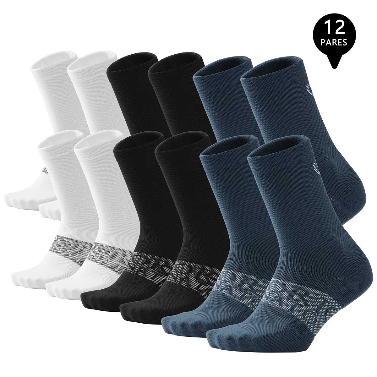 PACK DE 12 CALCETINES LARGOS DEPORTIVOS HOMBRE PREMIUM - 1